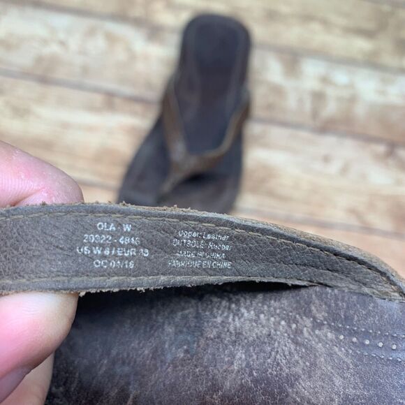 Olukai Ola Dark Java Dark Java Wedge Sandal Women's Size 8 EU 43 - Picture 9 of 11